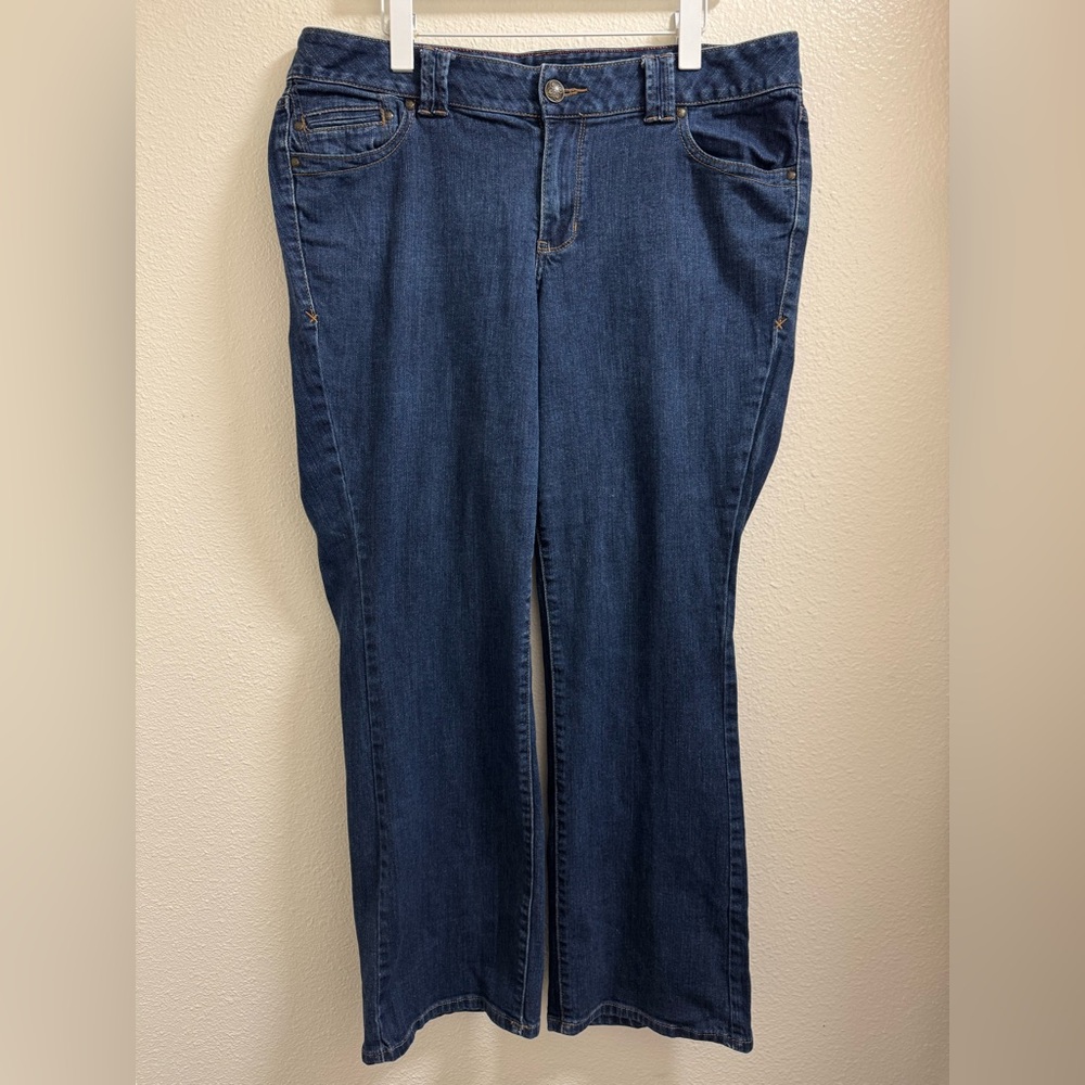 Lane Bryant Distinctly Boot Jeans Stretch Dark Wash Denim Womens 16 Average